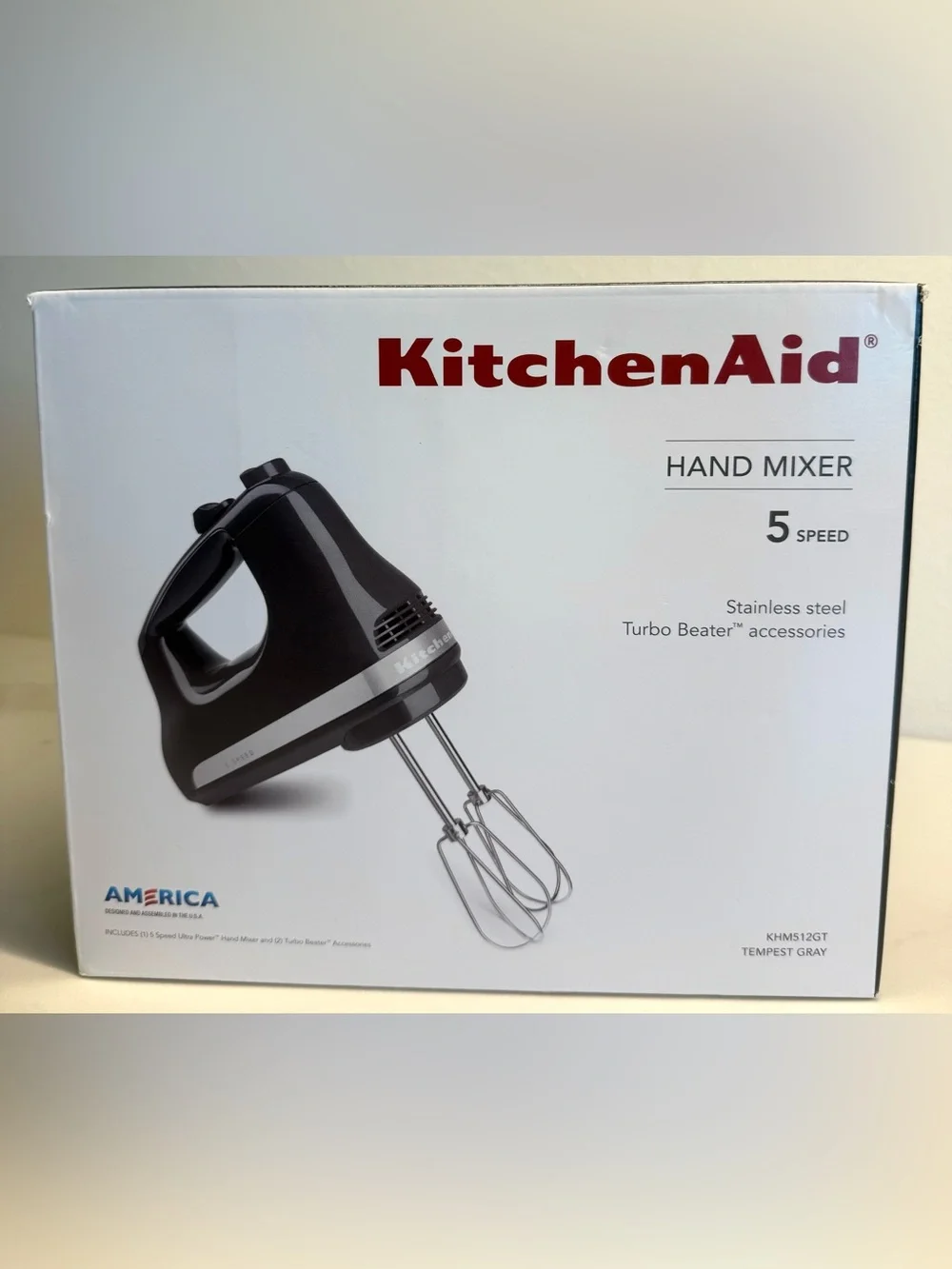 KitchenAid 5-Speed Ultra Power Hand Mixer KHM512GT Tempest Gray NIB
